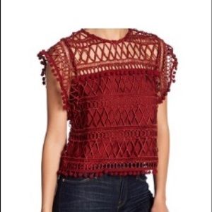 Tularosa lace pompom trim blouse. Like new.